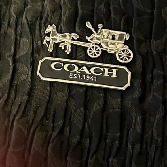 Coach Black Madison Signature Pleated Hobo Handbag - Picture 3 of 6